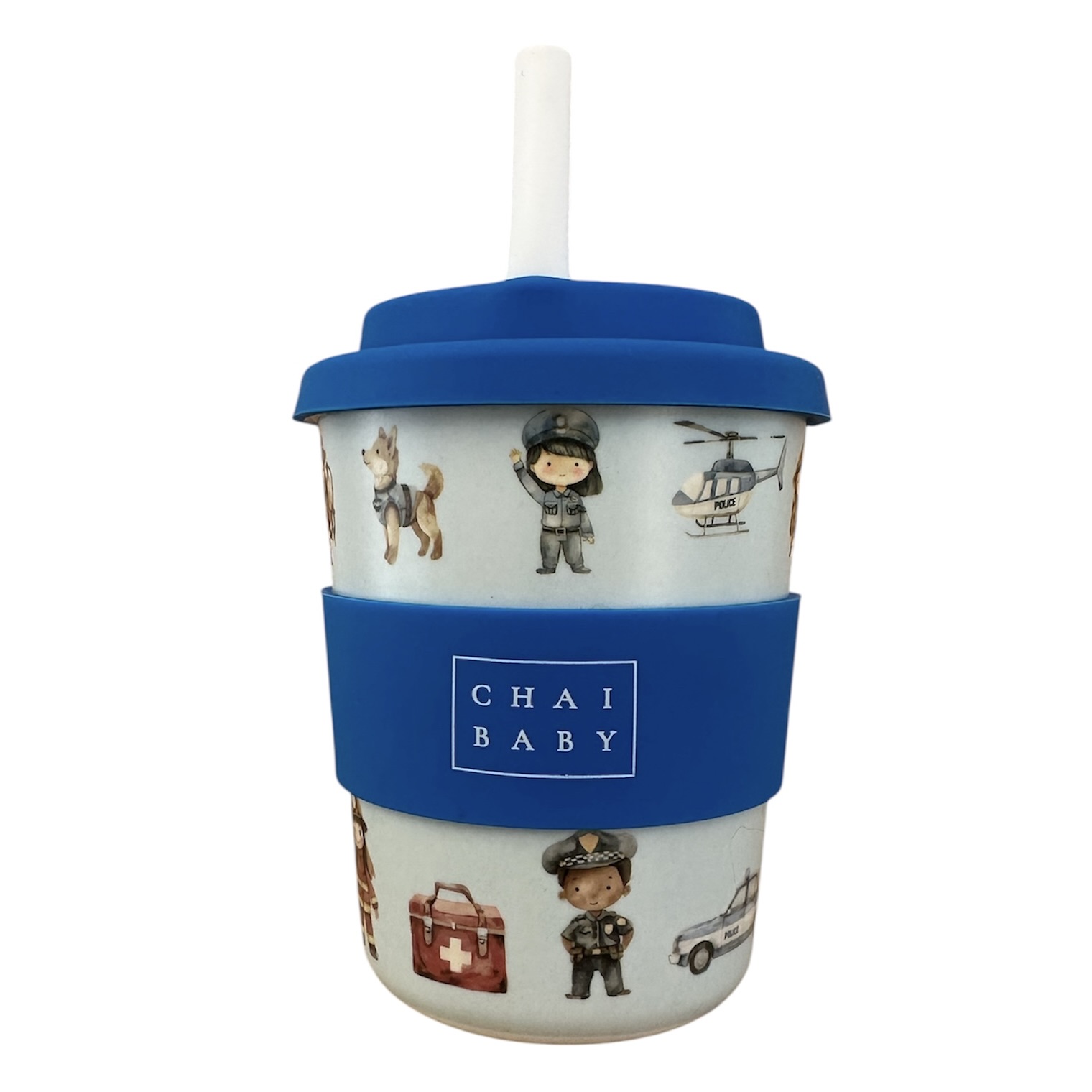 emergency services kids keep cup with silicone lid band and straw 240ml